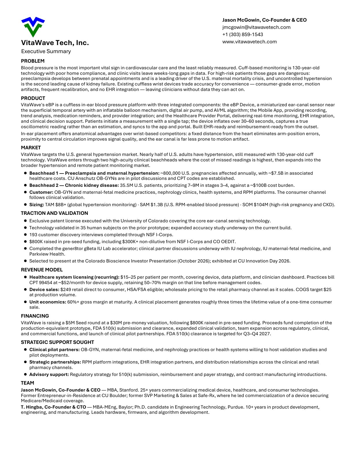 VitaWave venture brief