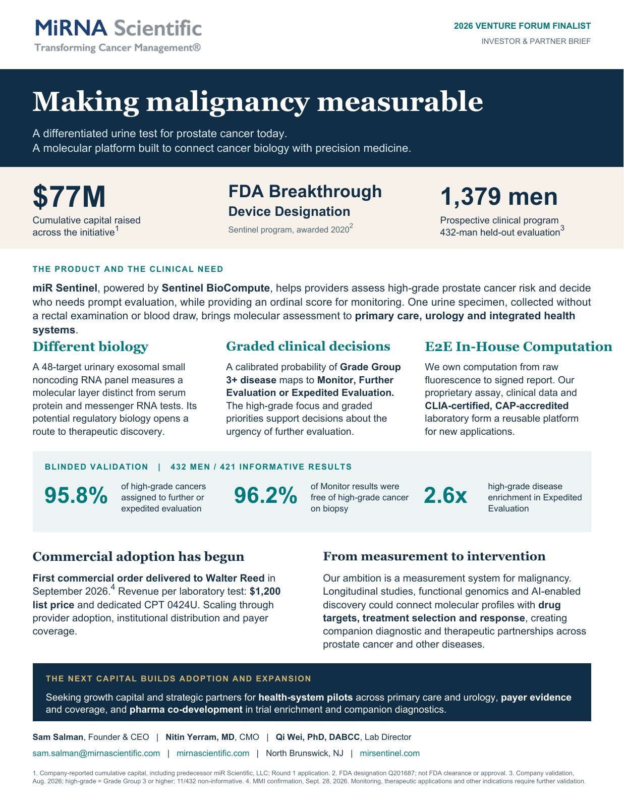 MiRNA Scientific venture brief